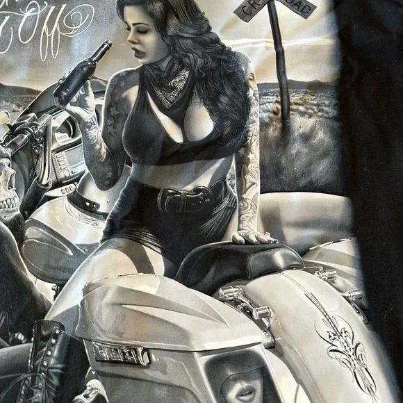 Ride or Die Black Workwear Button Up Shirt Biker Graphic M - Picture 6 of 10